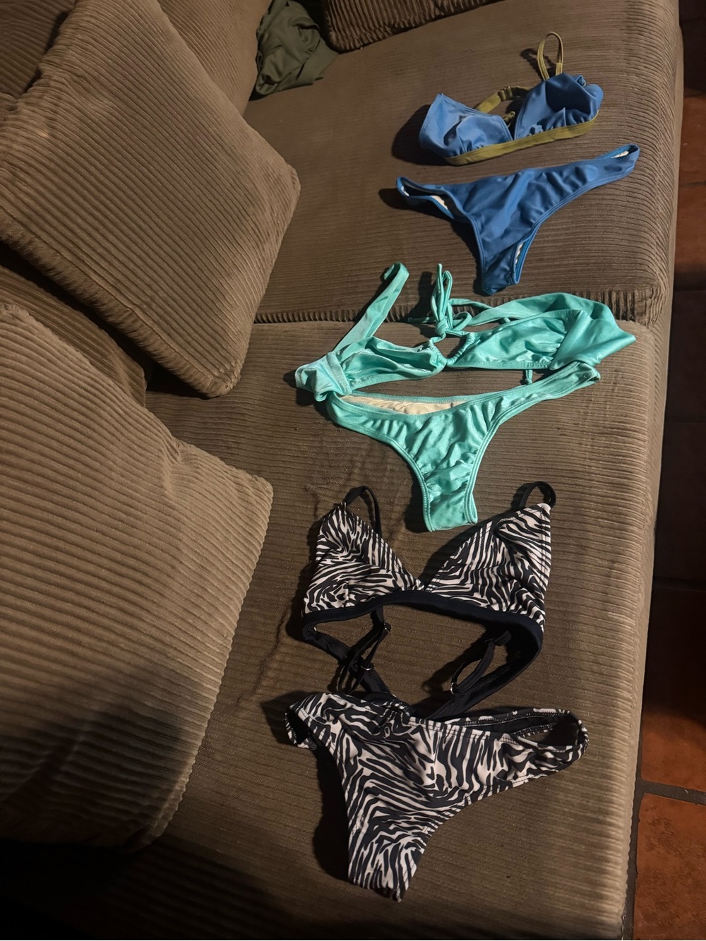 2 Piece Women’s Bikini Set in Blue, Aqua & Zebra Print